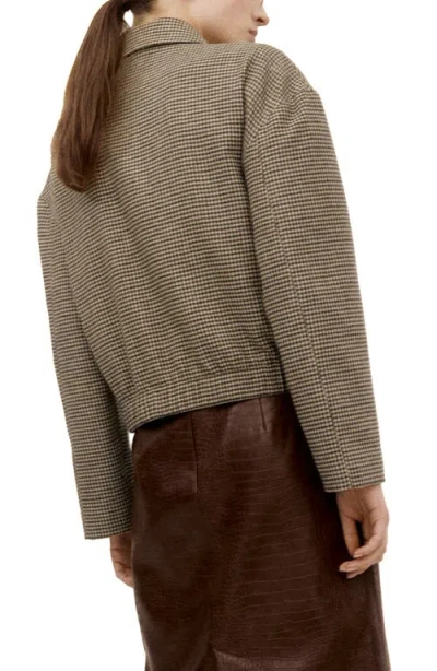 Mango Gina Houndstooth Microcheck Jacket In Brown