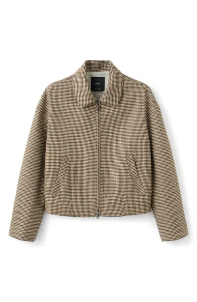 Mango Gina Houndstooth Microcheck Jacket In Brown