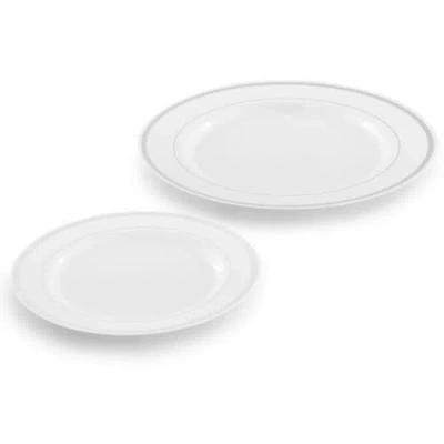Elama 150pc Disposable Plastic Dinnerware Party Set In Silver