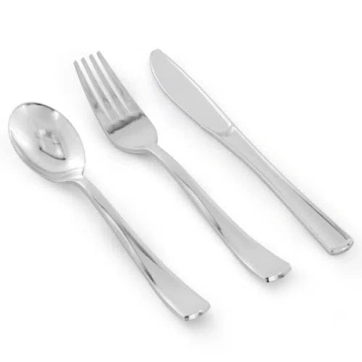 Elama 150pc Disposable Plastic Dinnerware Party Set In Silver
