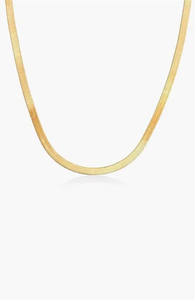 Oak & Luna Pre Engraved Herringbone Thin Chain Necklace In Gold