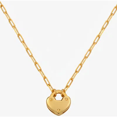 Oak & Luna Heart Charm Lock Necklace In Gold