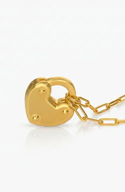 Oak & Luna Heart Charm Lock Necklace In Gold