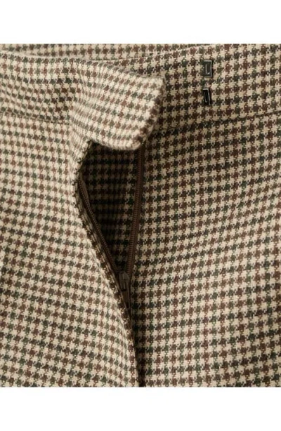 Mango Houndstooth Wool Blend Trousers Medium Brown In Brown