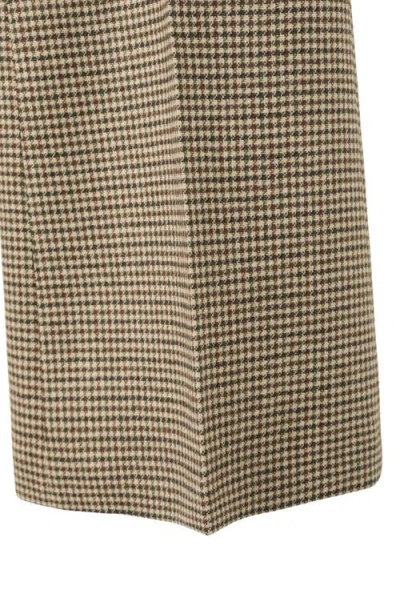 Mango Houndstooth Wool Blend Trousers Medium Brown In Brown