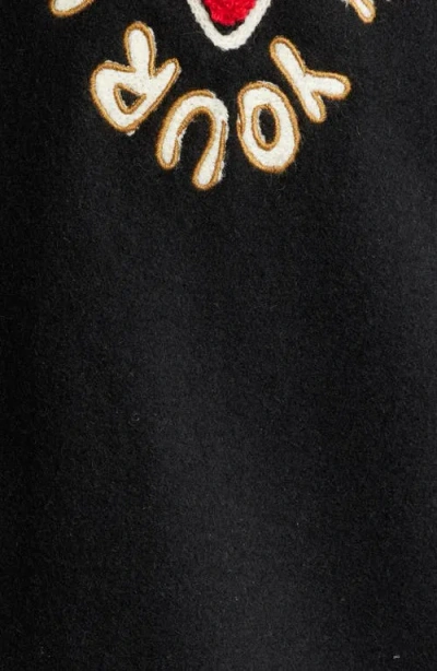 Vic Garcia World Melton Wool Blend Bomber Jacket In Black