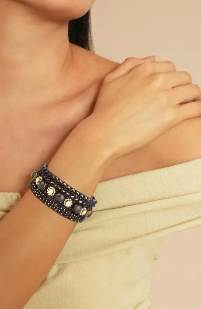 Deepa Gurnani Reed Bead & Crystal Bracelet In Brown