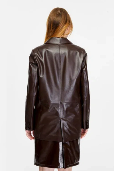 Furniq Uk Cassandra Leather Jacket In Brown