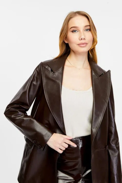Furniq Uk Cassandra Leather Jacket In Brown