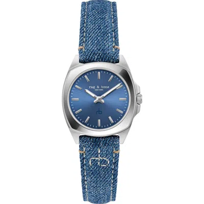 Rag & Bone Bleeker Denim Strap Watch, 30mm In Blue