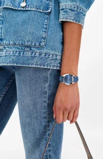 Rag & Bone Bleeker Denim Strap Watch, 30mm In Blue