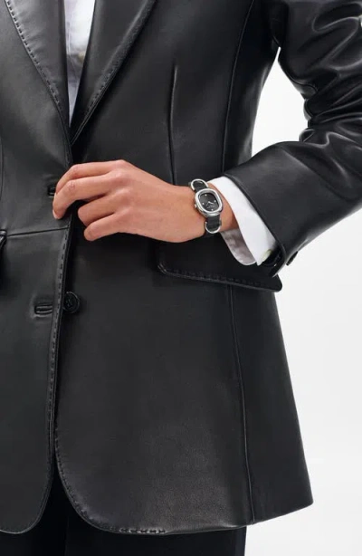 Rag & Bone Rory Leather Strap Watch, 25mm In Black