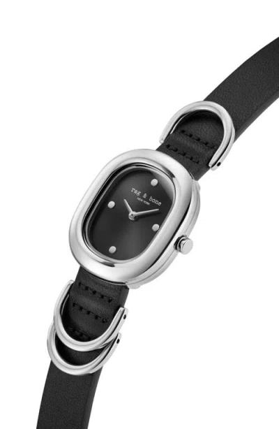 Rag & Bone Rory Leather Strap Watch, 25mm In Black