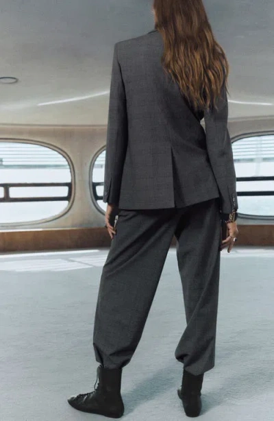 Mango Double Breasted Blazer In Gray