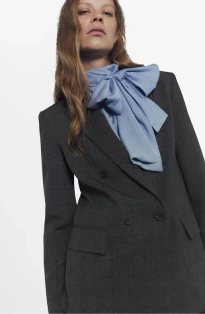 Mango Double Breasted Blazer In Gray