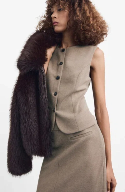 Mango Fitted Vest In Neutral