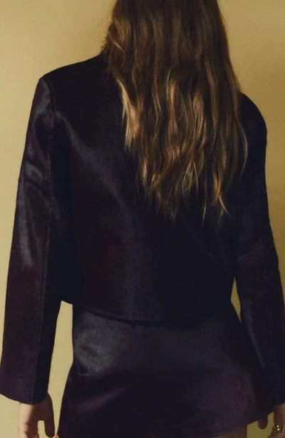 Mango Genuine Calf Hair Miniskirt In Burgundy