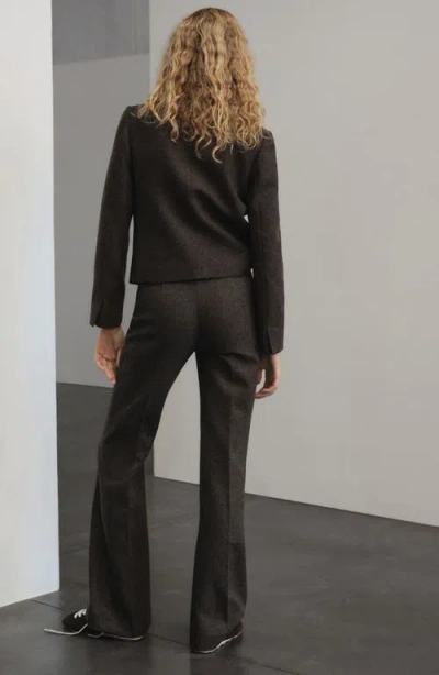 Mango Heathered Wool Blend Flare Pants In Brown