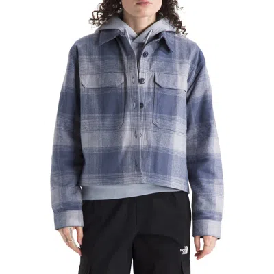 The North Face Valley Plaid Organic Cotton Flannel Shirt Jacket In Blue