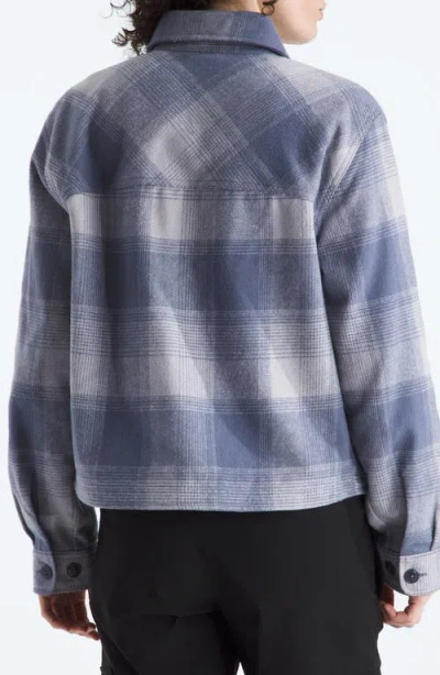 The North Face Valley Plaid Organic Cotton Flannel Shirt Jacket In Blue