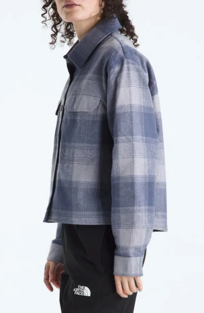 The North Face Valley Plaid Organic Cotton Flannel Shirt Jacket In Blue