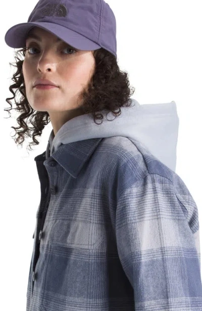 The North Face Valley Plaid Organic Cotton Flannel Shirt Jacket In Blue