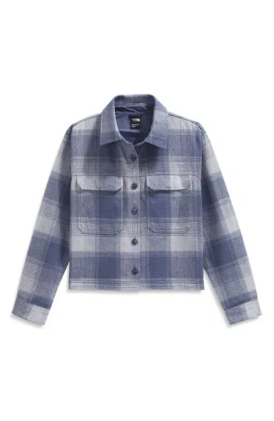 The North Face Valley Plaid Organic Cotton Flannel Shirt Jacket In Blue