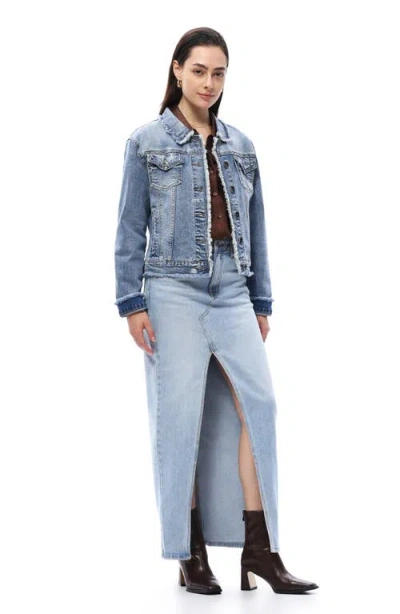 Bayeas Stretch Denim Maxi Skirt In Blue