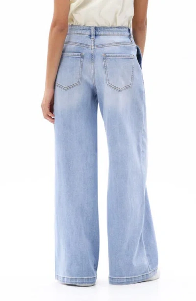 Bayeas Jermey Pleated Baggy Wide Leg Jeans In Blue