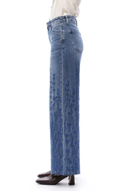Bayeas Embroidered High Waist Wide Leg Jeans In Blue