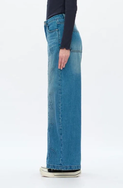 Bayeas High Waist Embroidered Detail Wide Leg Jeans In Multi