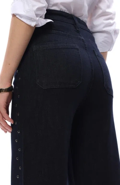 Bayeas High Waist Straight Leg Two-tone Jeans In Multi