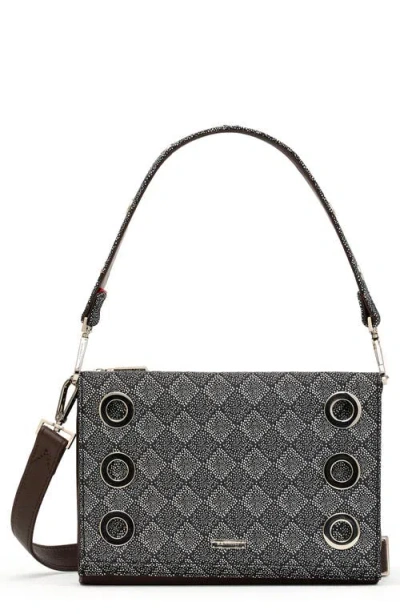 Hammitt Small Montana Jacquard & Leather Clutch In Gray