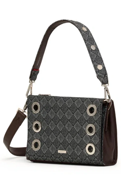 Hammitt Small Montana Jacquard & Leather Clutch In Gray