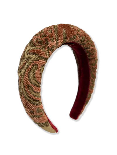 Angie Power Women's Headband - Venetian Brocade - Pink Olive In Brown