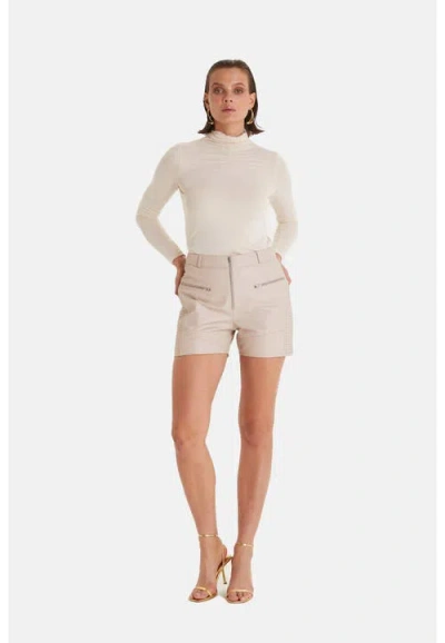 Furniq Uk Leather Fashion Short In Neutral