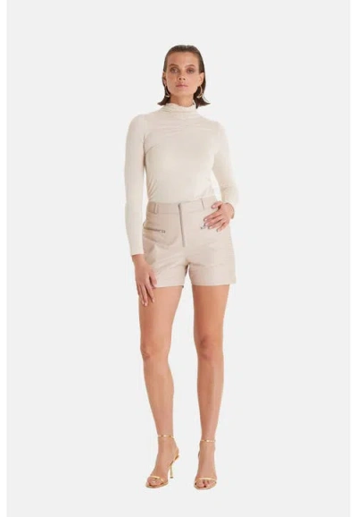 Furniq Uk Leather Fashion Short In Neutral
