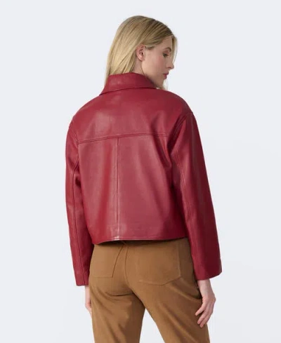 Furniq Uk Ella Leather Jacket In Burgundy