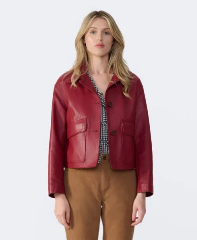 Furniq Uk Ella Leather Jacket In Burgundy
