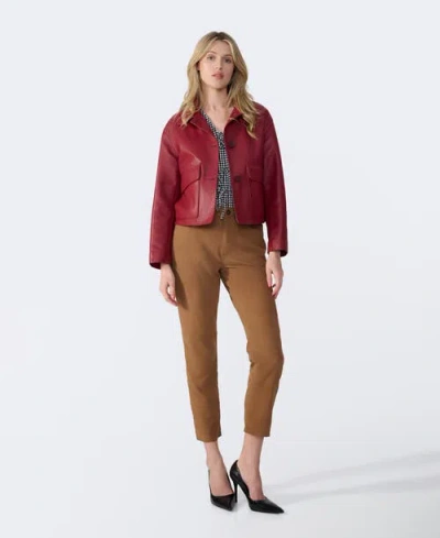 Furniq Uk Ella Leather Jacket In Burgundy
