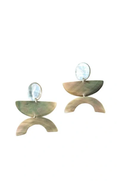 Likha Mother-of-pearl Long Geometric Dangle Earrings In Multi