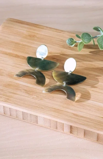 Likha Mother-of-pearl Long Geometric Dangle Earrings In Multi