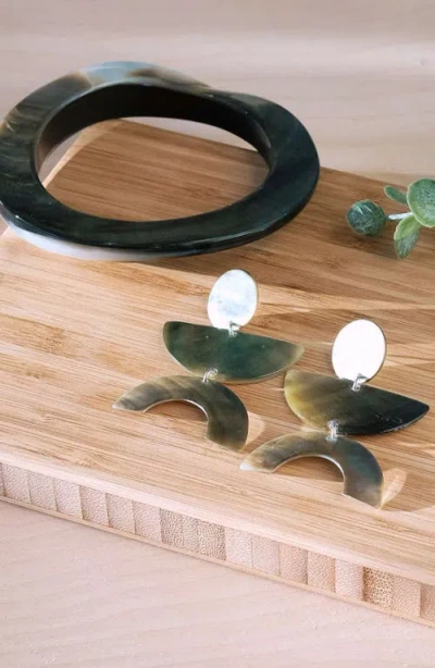 Likha Mother-of-pearl Long Geometric Dangle Earrings In Multi