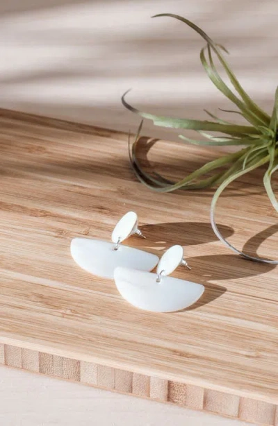 Likha Mother-of-pearl Geometric Coin Stud Earrings In White