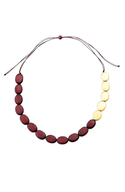 Likha Guija Wooden Necklace In Brown
