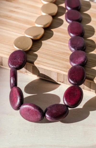 Likha Guija Wooden Necklace In Brown