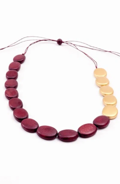 Likha Guija Wooden Necklace In Brown