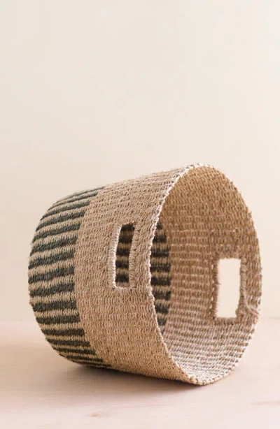 Likha Tapered Basket With Cutout Handles In Brown