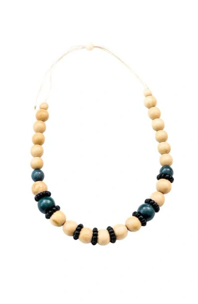 Likha Pompa Wooden Necklace In Neutral