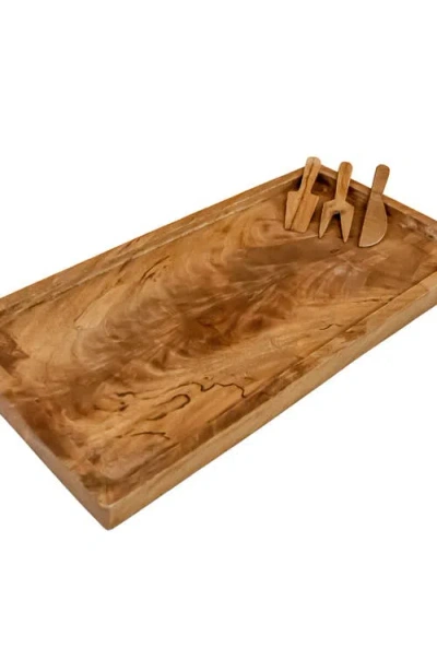 Likha Acacia Rectangular Serving Tray In Brown